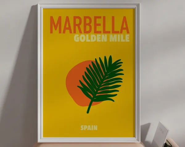 Marbella Retro Travel Poster, Summer Destination