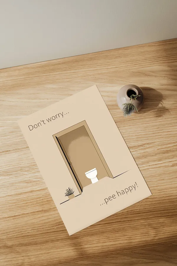 Funny Boho Bathroom Humor Poster, Minimalist Art Print