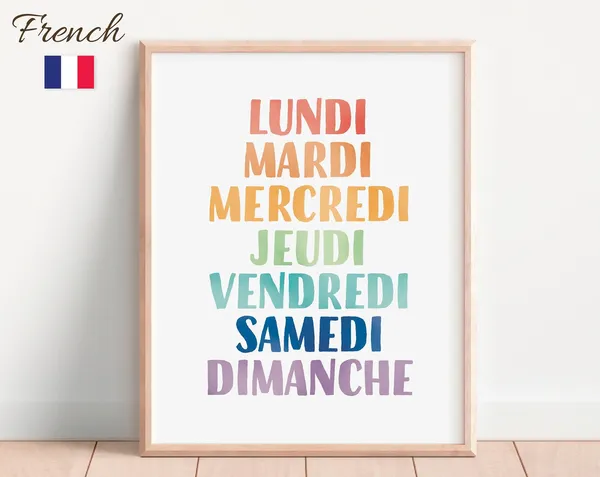 French Days of the Week Classroom Learning Poster