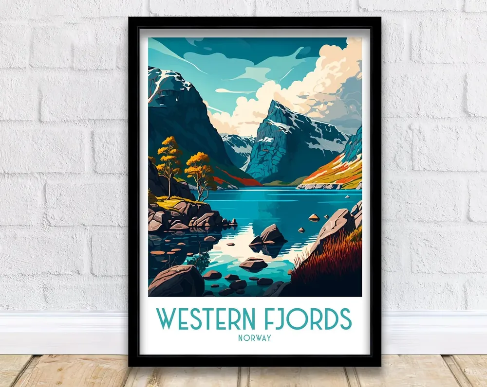 Western Fjords Norway Travel Poster