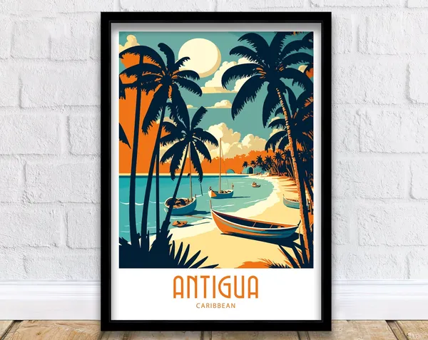 Antigua Travel Poster, Antigua Home Living Decor
