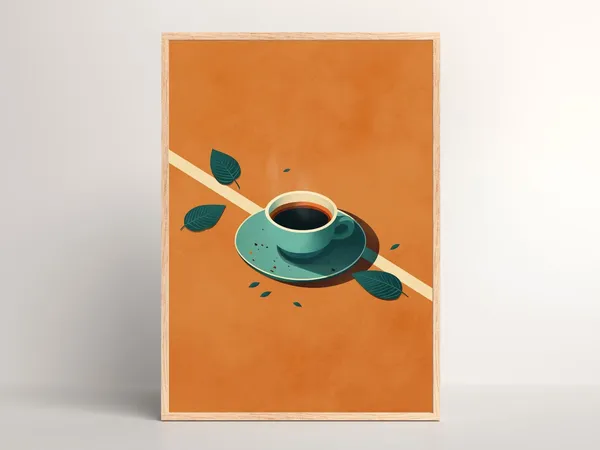 Retro Coffee Print, Boho Kitchen Vintage Poster