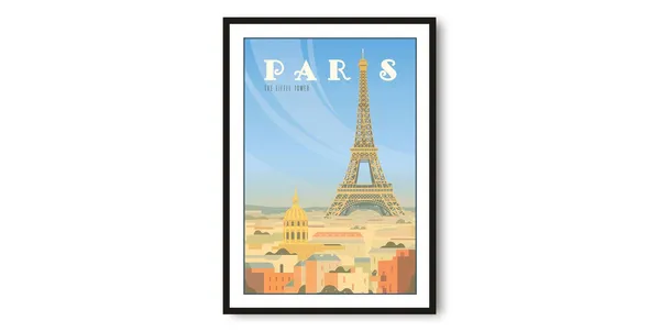 Paris Eiffel Tower Travel Poster, Colorful France