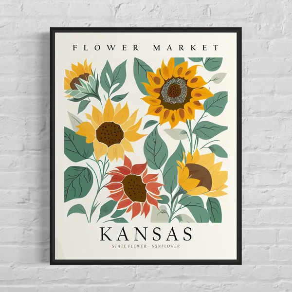 Kansas State Flower Sunflower Market Art Print