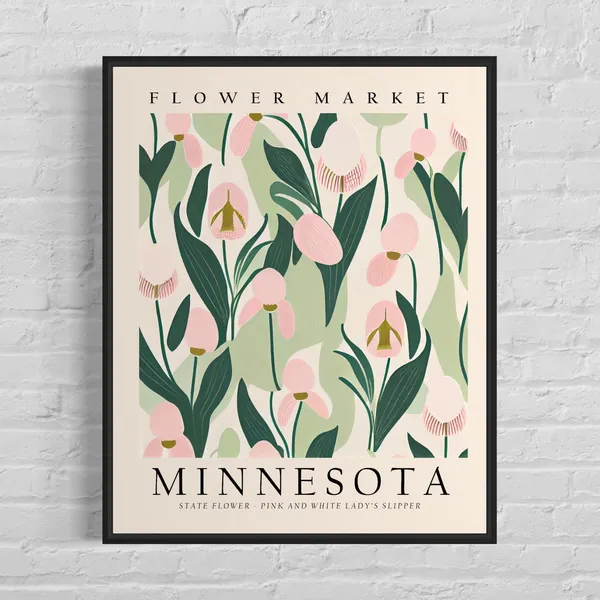 Minnesota State Flower, 1960s Botanical Art Print
