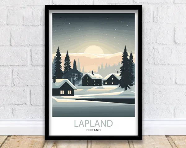 Lapland Travel Poster, Finland Decor Print