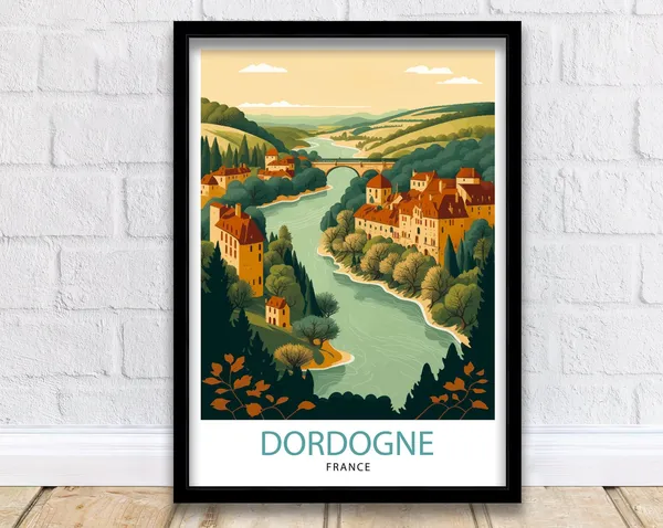 Dordogne France Travel Poster, Home Decor
