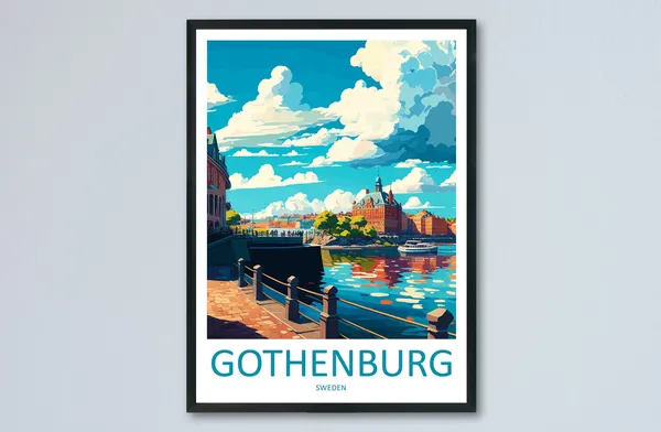 Gothenburg Travel Poster, Sweden Home Decor