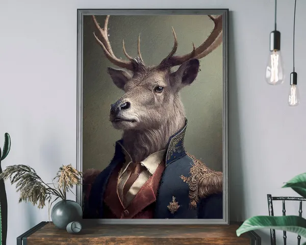 Stag Vintage Portrait Renaissance Animal Art Print