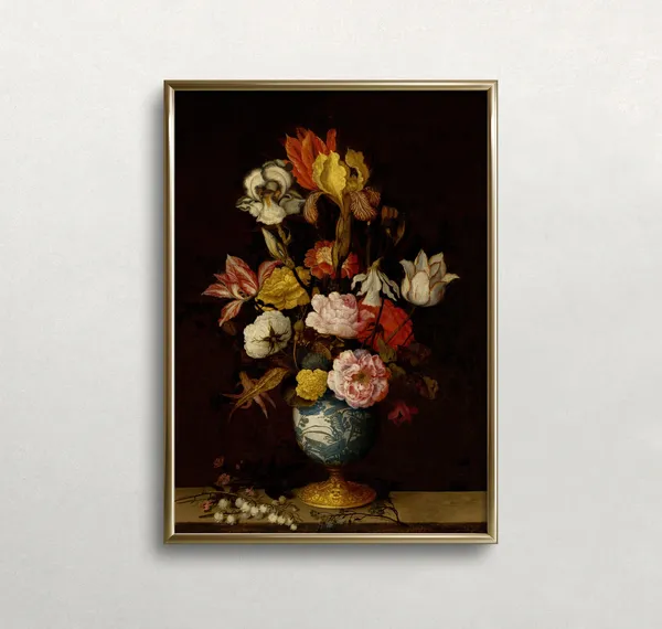 Moody Floral Vintage Art Print, Dark Academia Decor