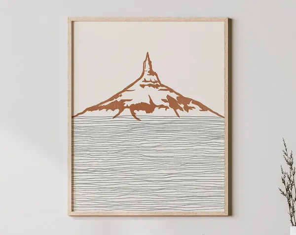 Boho Chimney Rock Nevada Outline Silhouette Travel Poster