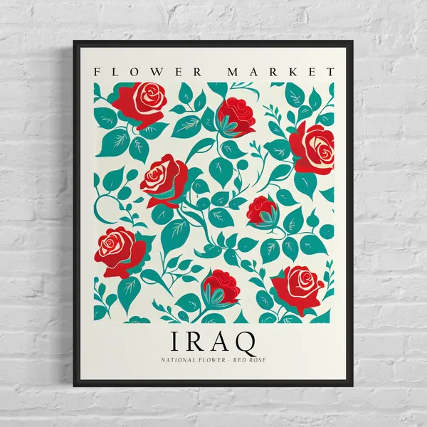 Iraq National Flower Red Rose 1960s Art Print