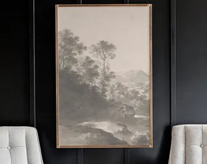 Black and White Vintage Nature Scene, Neutral Art Print