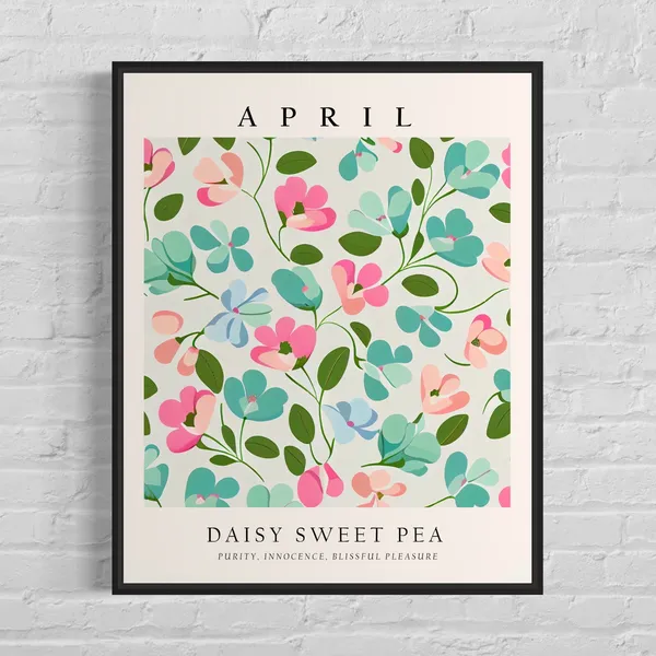 April Flower Month Daisy Sweet Pea Art Print
