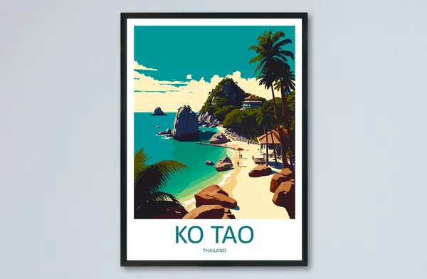 Ko Tao Travel Poster, Thailand Wall Art