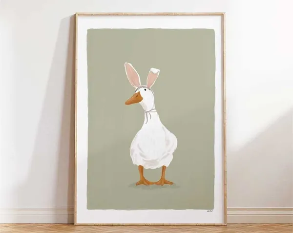 Cute Goose Nursery Art Print for Kids Room