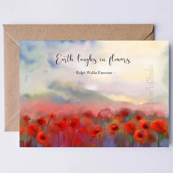 Earth Laughs In Flowers, Emerson Poppies Art Print