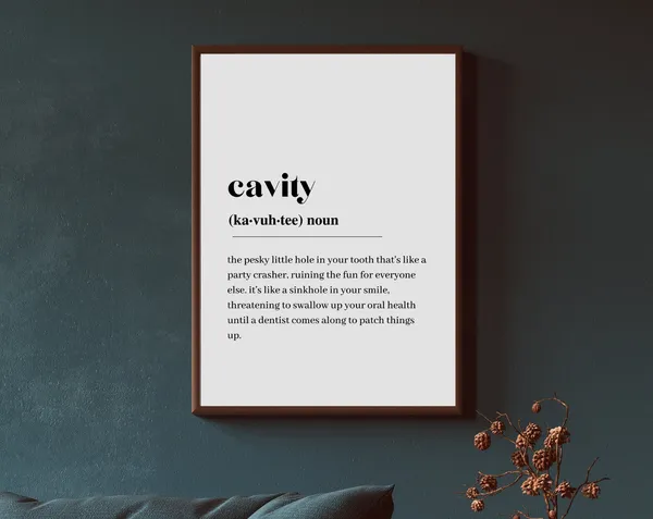 Dental Cavity Definition Print, Minimalist Typography