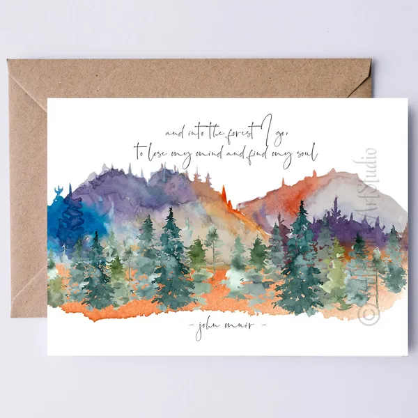 John Muir Quote Card, Forest Nature Wall Print