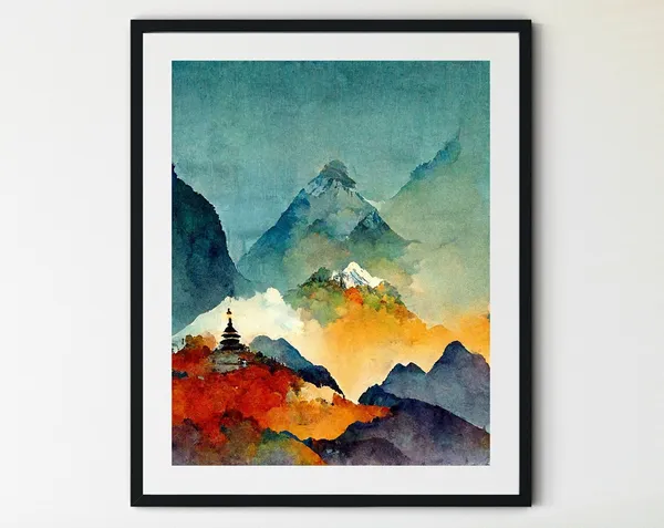 Minimalist Nepal Mountain Poster, Nature Art Print