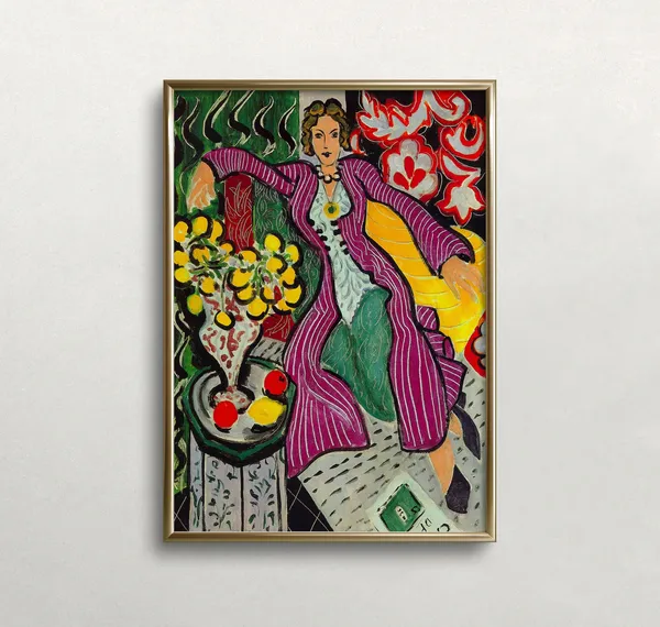 Matisse-Inspired Woman in Purple Robe Art Print