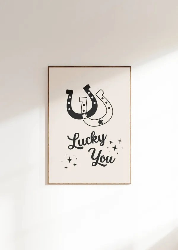 Lucky You Western Cowgirl Retro Art Print