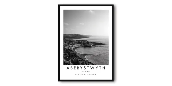 Aberystwyth Black And White Travel Poster, Minimalist