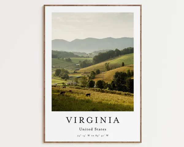 Virginia Travel Poster, United States Wall Art Print