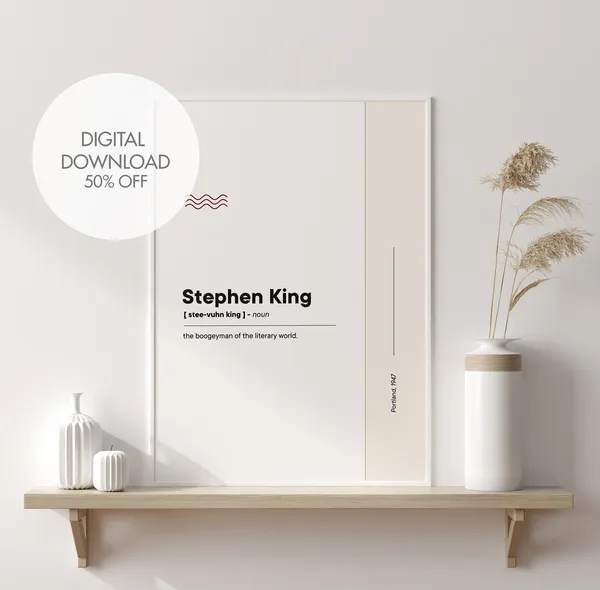 Stephen King Literature Art Print, Library Wall Decor