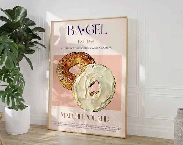 Bagel Print, Mid-Century Modern Retro Poster
