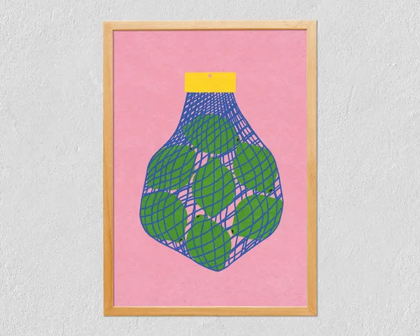 Limes Colorful Fruit Drawing, Illustrated Art Print