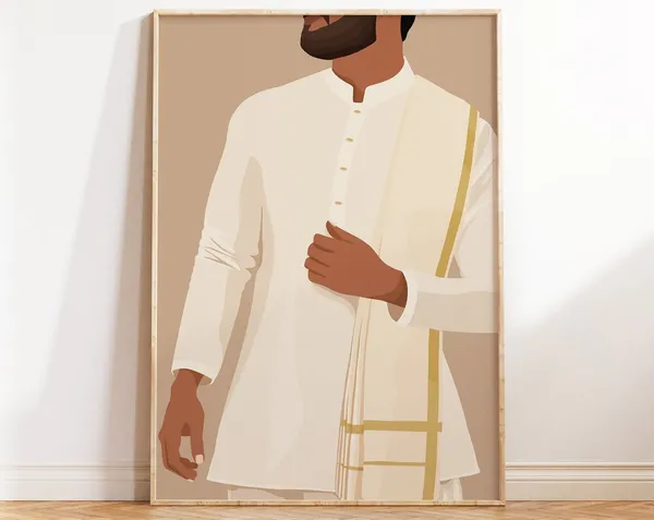 South Asian Man Portrait, Indian Art Print