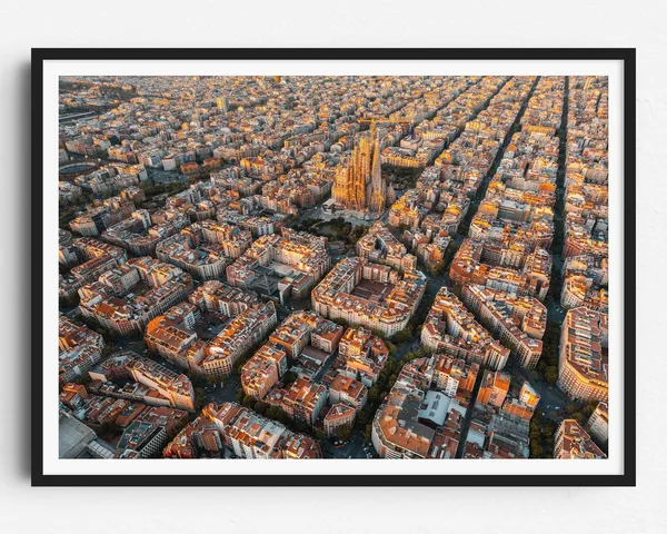 Barcelona Aerial Photo Print, Sagrada Familia Decor