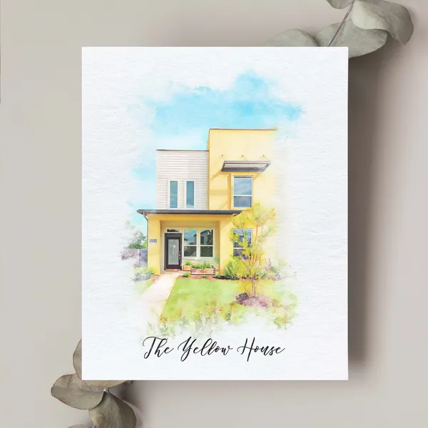 Custom House Portrait Watercolor Style Art Print