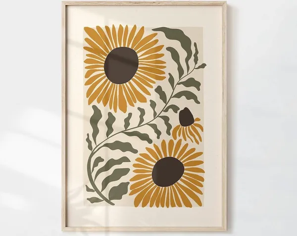 Matisse Sunflower Print, Minimalist Botanical Art