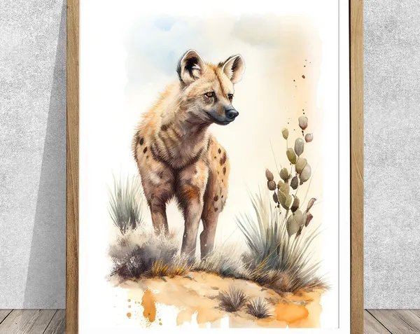 Hyena Watercolor African Wildlife Art Print