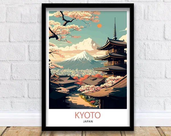 Kyoto Japan Travel Poster, Asia Wall Decor