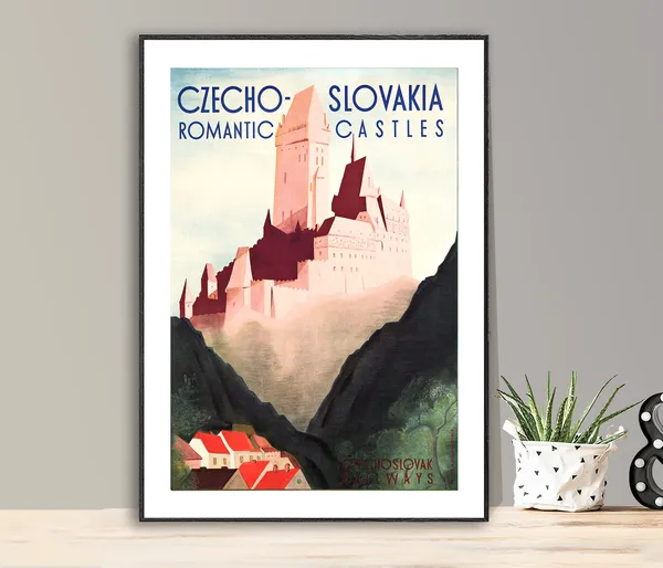 Czechoslovakia Romantic Castles Vintage Travel Poster