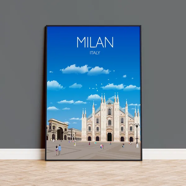 Milan Travel Poster, Italy City Art Print
