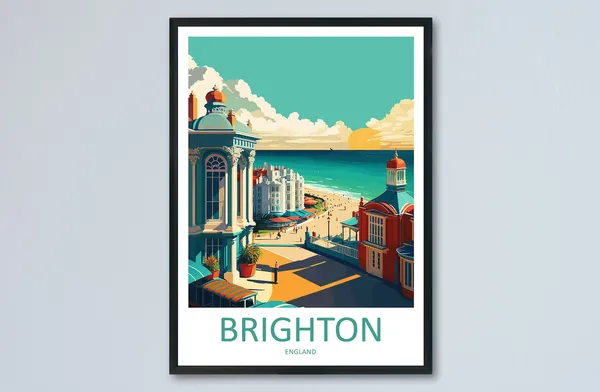 Brighton Pier Travel Poster, Brighton UK Wall Decor
