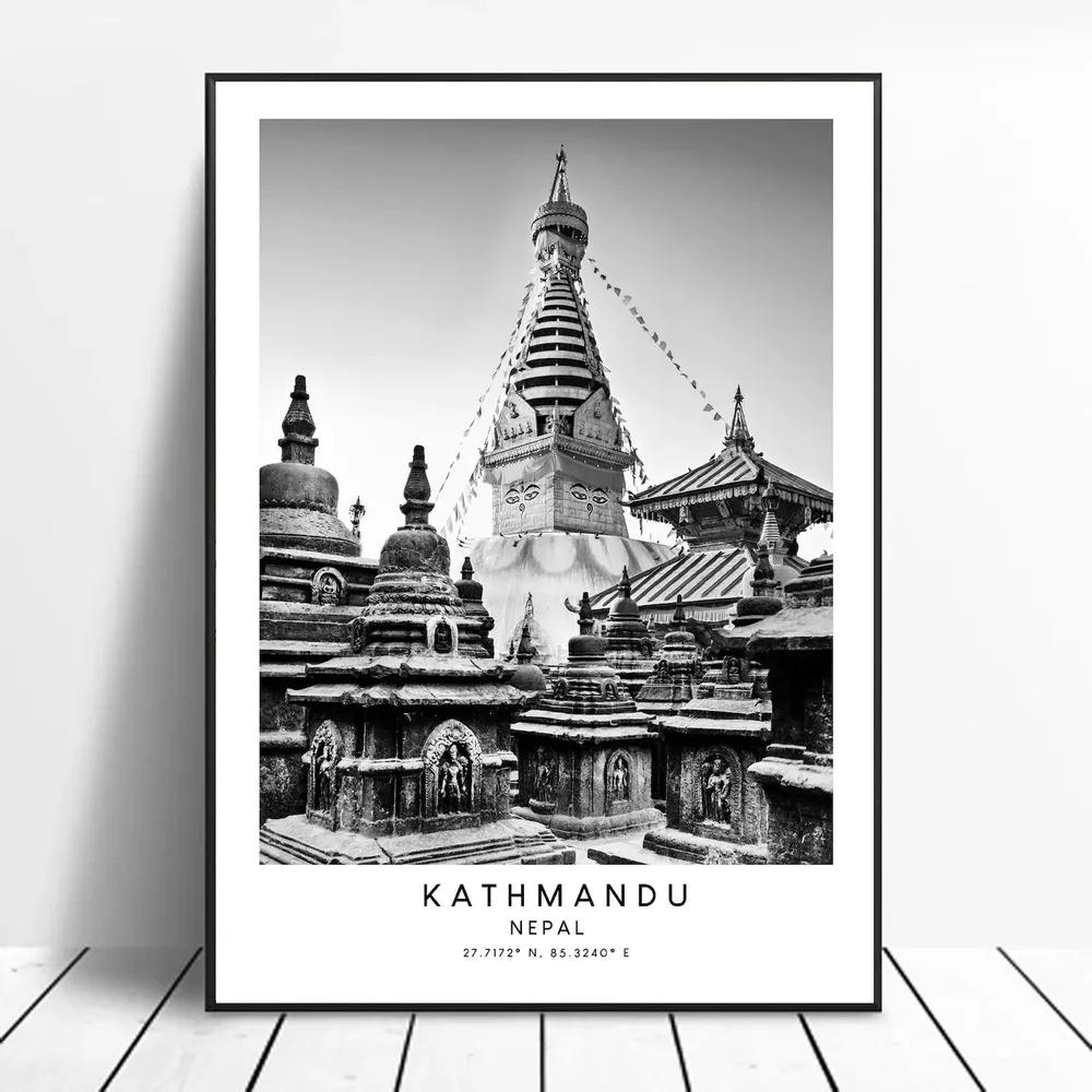 Kathmandu Nepal Minimalist Travel Poster, Coordinates