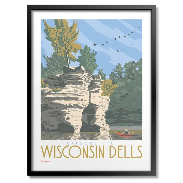 Wisconsin Dells Travel Poster, Explore Wisconsin Dells