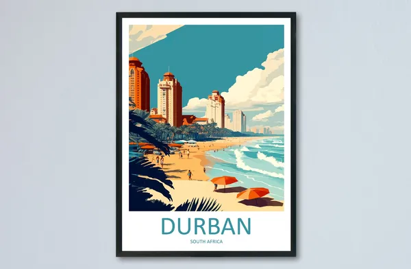 Durban Travel Poster, South Africa Art Print