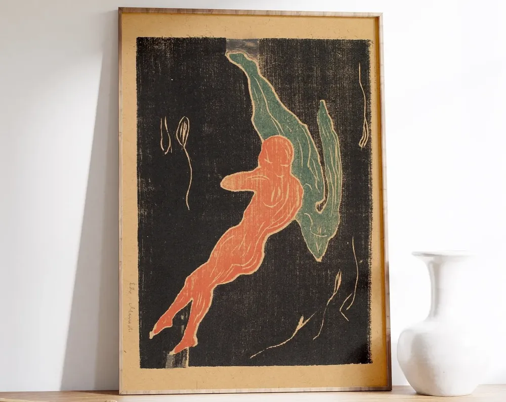 Edvard Munch Encounter In Space Vintage Poster