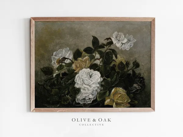 Neutral Flower Still Life - Vintage Roses