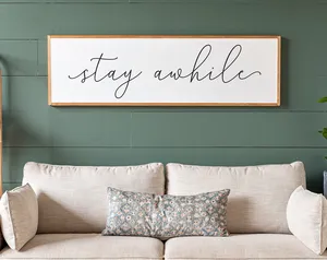 Stay Awhile Farmhouse Living Room Sign Art Print