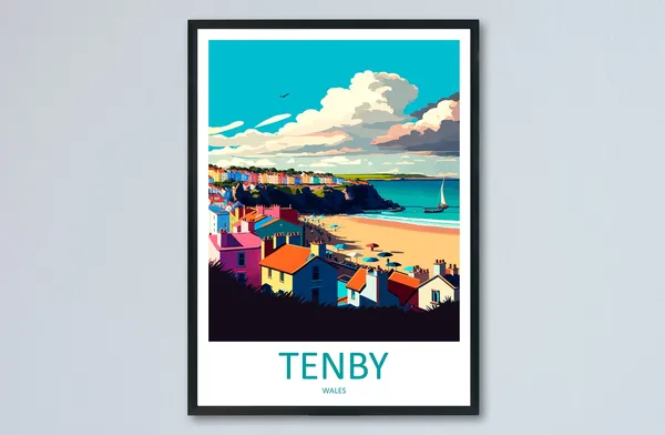 Tenby Wales Seascape Art Print, Travel Poster