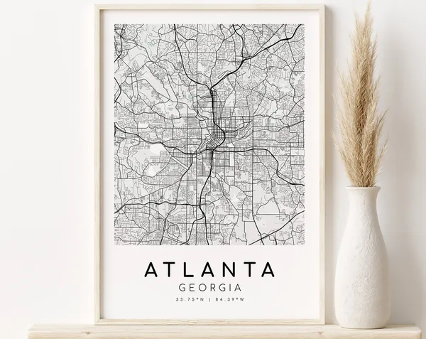 Atlanta City Map Georgia Personalized Art Print