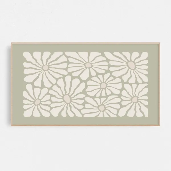 Sage Green Retro Flower Market Art Print
