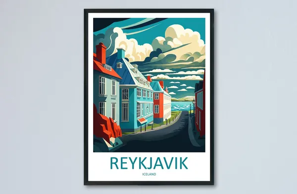 Reykjavik Travel Poster, Iceland Place Decor